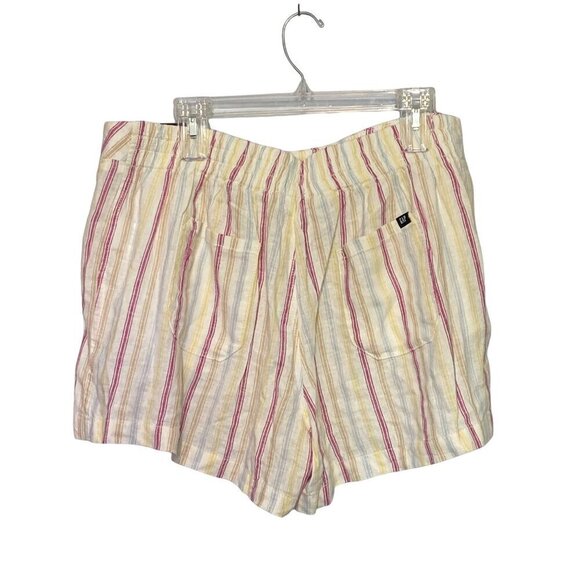 Gap Linen Shorts Women's Size XL Cream with Stripes Pockets Elastic Waist NWT - Picture 3 of 12